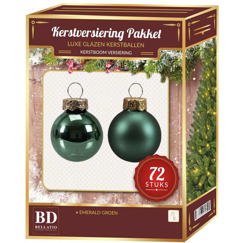 Emerald groene kerstballen pakket 72-delig Christmas Emerald Greenlake Glass Top Merken Winkel